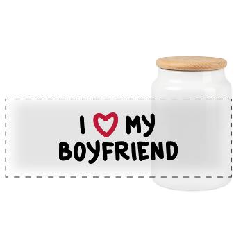 i_love_my_boyfriend_f2 - Boîte à biscuits avec couvercle en bois - blanc - Devant