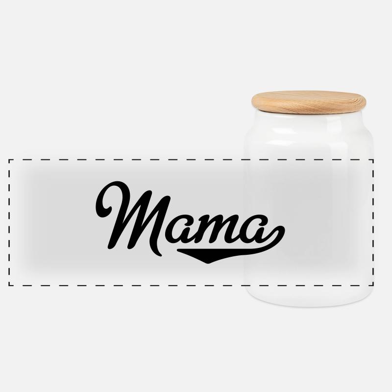 Mama - Panorama Keksdose mit Holzdeckel - Weiß