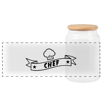 Chef - Panorama Keksdose mit Holzdeckel - Weiß - Vorne