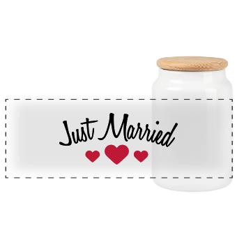 Just Married Hearts Logo Design - Boîte à biscuits avec couvercle en bois - blanc - Devant