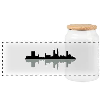 Skyline Basel - Panorama Keksdose mit Holzdeckel - Weiß - Vorne