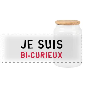 Bi-Curieux / Humour / Drôle / Drole / Geek / Cool - Boîte à biscuits avec couvercle en bois - blanc - Devant