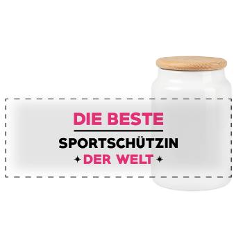 Sportschießen Schützen Sportschütze Sportschützin - Panorama Keksdose mit Holzdeckel - Weiß - Vorne