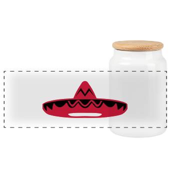 chapeau mexicain 200 - Boîte à biscuits avec couvercle en bois - blanc - Devant