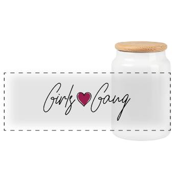 girls gang heart - Panorama Keksdose mit Holzdeckel - Weiß - Vorne