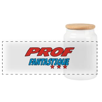 PROF FANTASTIQUE - Boîte à biscuits avec couvercle en bois - blanc - Devant