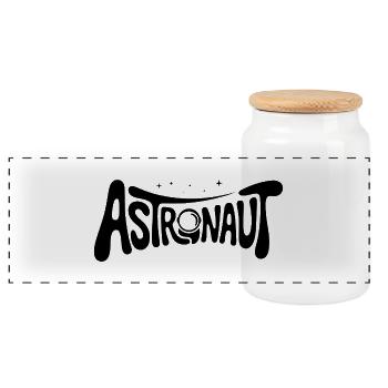 Astronaut - Cooles Astonomy-Logo - Panorama Keksdose mit Holzdeckel - Weiß - Vorne
