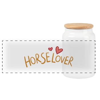 Horse lover - Panoramic Cookie Jar with Wooden Lid - white - Front