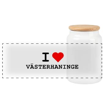 I love Västerhaninge - Ich liebe Västerhaninge  - Panorama Keksdose mit Holzdeckel - Weiß - Vorne