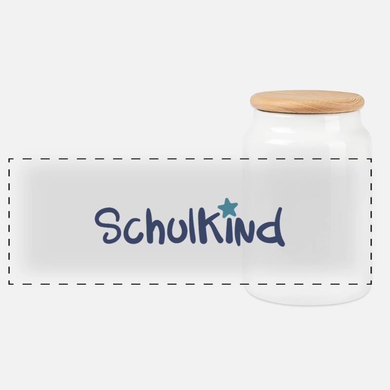SCHULKIND Schulanfang Schulstart Schulanfänger - Panorama Keksdose mit Holzdeckel - Weiß