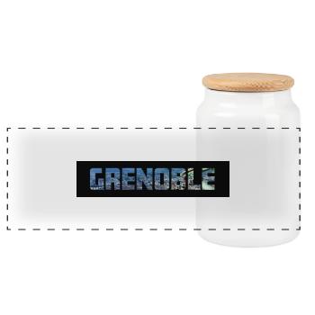 Grenoble - Boîte à biscuits avec couvercle en bois - blanc - Devant