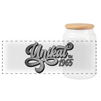 Unikat Est. 1965 - Panorama Keksdose mit Holzdeckel - Weiß - Vorne