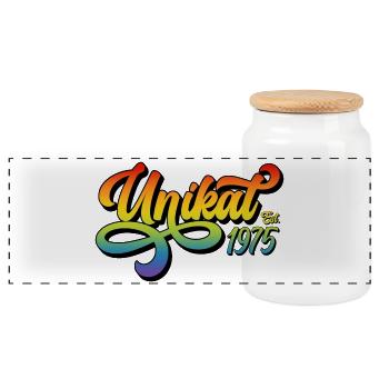 Unikat Est. 1975 - Panorama Keksdose mit Holzdeckel - Weiß - Vorne