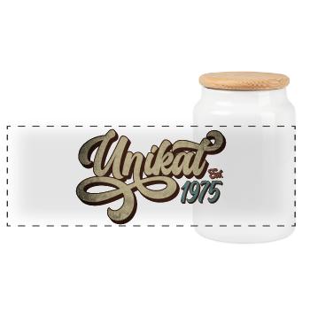 Unikat Est. 1975 - Panorama Keksdose mit Holzdeckel - Weiß - Vorne