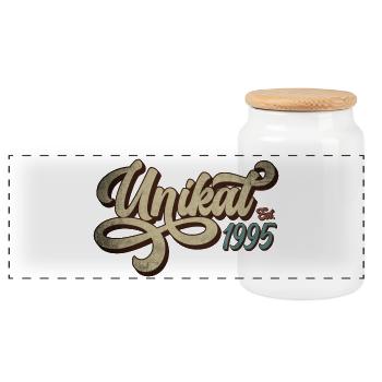 Unikat Est. 1995 - Panorama Keksdose mit Holzdeckel - Weiß - Vorne