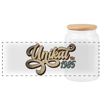 Unikat Est. 1985 - Panorama Keksdose mit Holzdeckel - Weiß - Vorne