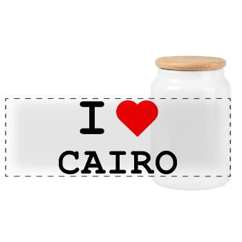 I Love Cairo Herzdesign - Panorama Keksdose mit Holzdeckel - Weiß - Vorne