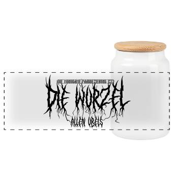 The Root of All Evil: BlackMetal-Edition (black) - Panoramic Cookie Jar with Wooden Lid - white - Front