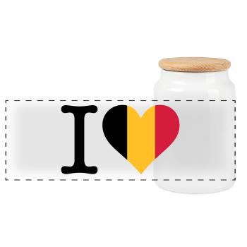 Ich liebe Belgien - Panorama Keksdose mit Holzdeckel - Weiß - Vorne