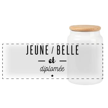 jeune-belle-diplomee - Boîte à biscuits avec couvercle en bois - blanc - Devant