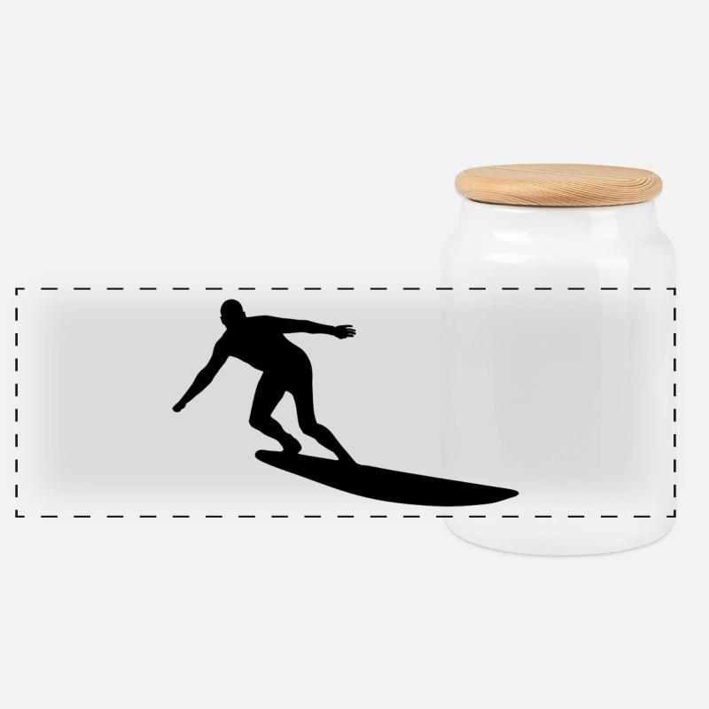 surfboard surf surfing wind surfer12 - Panoramic Cookie Jar with Wooden Lid - white