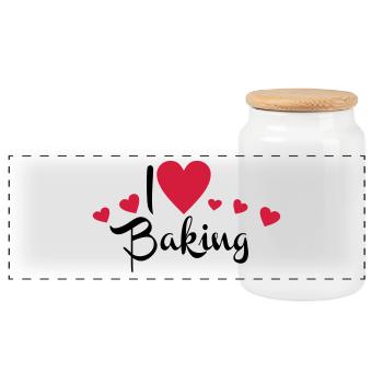 Bake 2541614 15899807 - Panoramic Cookie Jar with Wooden Lid - white - Front