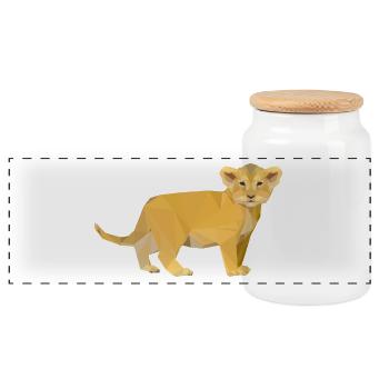 doux Lion - Boîte à biscuits avec couvercle en bois - blanc - Devant