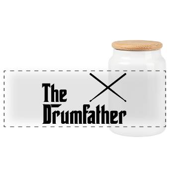 Drumfather T-Shirt Geschenk Idee Geburtstag Lustig - Panorama Keksdose mit Holzdeckel - Weiß - Vorne