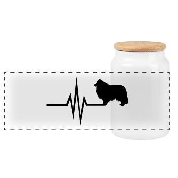 Mon coeur bat pour les chiens Collie Collie - Boîte à biscuits avec couvercle en bois - blanc - Devant