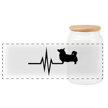 Mon coeur bat pour les chiens - Corgi - Boîte à biscuits avec couvercle en bois - blanc - Devant