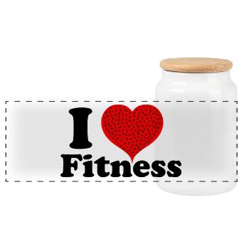 ilove fitness workout Fit Love Sport Gift - Panoramic Cookie Jar with Wooden Lid - white - Front