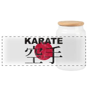 Karate - Panorama Keksdose mit Holzdeckel - Weiß - Vorne