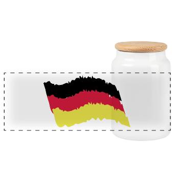 Deutschland Fahne - Panorama Keksdose mit Holzdeckel - Weiß - Vorne