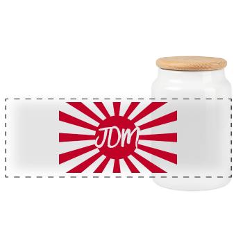 JDM Flag - Panoramic Cookie Jar with Wooden Lid - white - Front