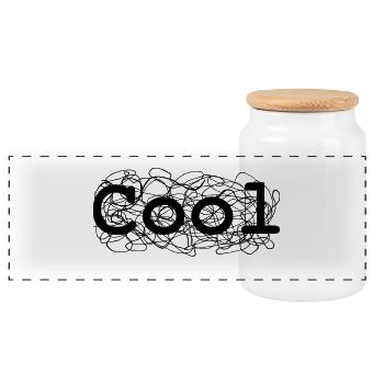 Cool - Panoramic Cookie Jar with Wooden Lid - white - Front