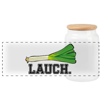 lauch1 - Panoramic Cookie Jar with Wooden Lid - white - Front