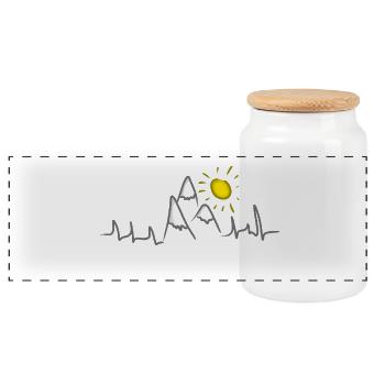Berge Gipfel Alpen Herzschlag Sonne - Panorama Keksdose mit Holzdeckel - Weiß - Vorne