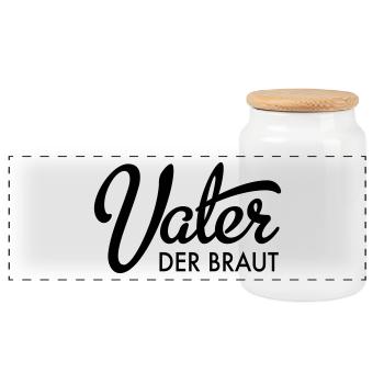 Father of the Bride - Panoramic Cookie Jar with Wooden Lid - white - Front