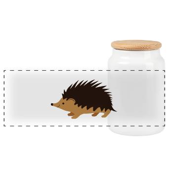 Igel - Panorama Keksdose mit Holzdeckel - Weiß - Vorne