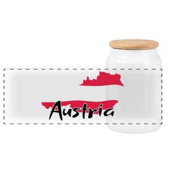 Österreich - Austria - Panorama Keksdose mit Holzdeckel - Weiß - Vorne