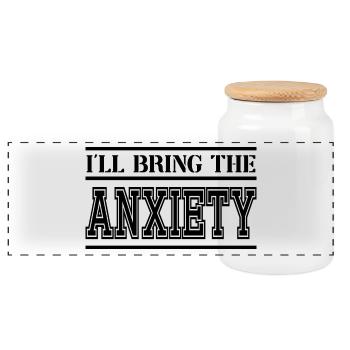 I'll Bring The Anxiety - Mens Funny Bachelor Party - Panoramic Cookie Jar with Wooden Lid - white - Front