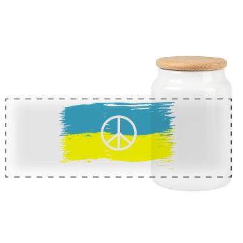 peace sign peace sign symbols - Panoramic Cookie Jar with Wooden Lid - white - Front