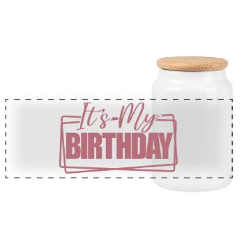 It's My Birthday Cool Birthday Party Geschenk & Outfit - Panorama Keksdose mit Holzdeckel - Weiß - Vorne