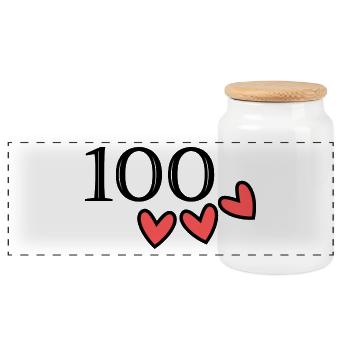 100 YEARS. 100th ANNIVERSARY. ANNIVERSARY 100 YEARS. - Panoramic Cookie Jar with Wooden Lid - white - Front