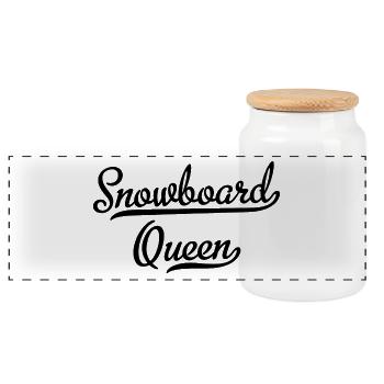 Snowboard Queen - Panoramic Cookie Jar with Wooden Lid - white - Front