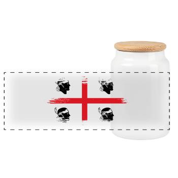 Sardinia vintage flag - Panoramic Cookie Jar with Wooden Lid - white - Front
