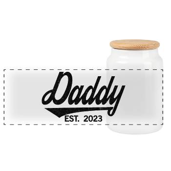 Papa est. 2023, Papa en devenir, annonce de grossesse - Boîte à biscuits avec couvercle en bois - blanc - Devant