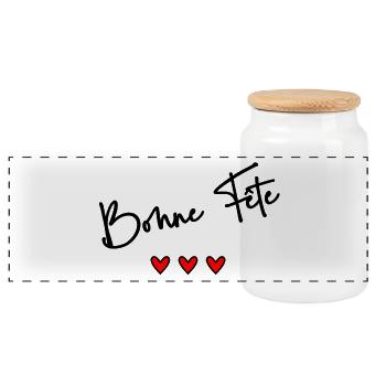 MAMIE. FÊTE DES MÈRES. BONNE FÊTE MAMIE. JE T'AIME - Boîte à biscuits avec couvercle en bois - blanc - Devant