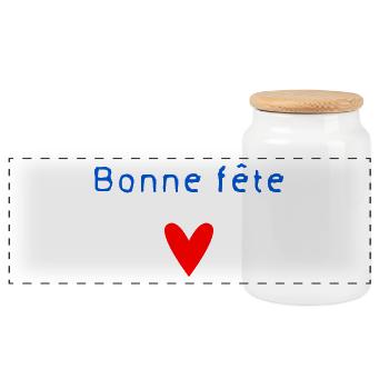BONNE FÊTE. FÊTE DES MÈRES. FÊTE DES PÈRES. FÊTE - Boîte à biscuits avec couvercle en bois - blanc - Devant