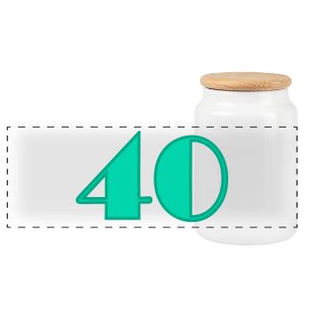 40 JAHRE. 40-jähriges Jubiläum. GEBURTSTAG 40 JAHRE. 40 - Panorama Keksdose mit Holzdeckel - Weiß - Vorne